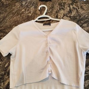 Brandy Melville White Cropped Shirt (Jessie top)
